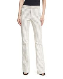 Derek Lam 10 Crosby Mid-Rise Striped Flare Cotton-Stretch Trouser at Neiman Marcus